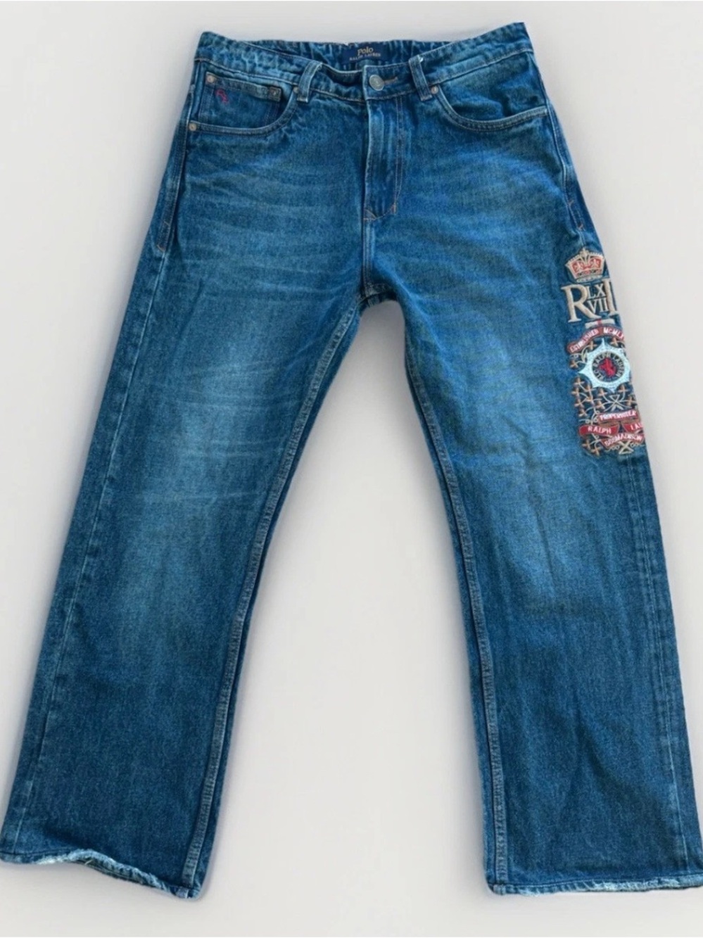 Ralph Lauren Selvedge Denim Jeans Embroidered Logo 34x30 Mens Straight